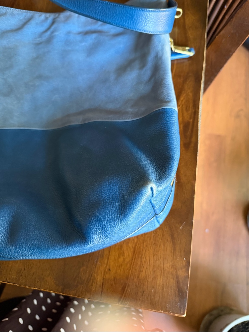 EUC Fossil Maya Hobo Leather Hobo Tote Shoulder Bag Blue - Picture 4 of 6